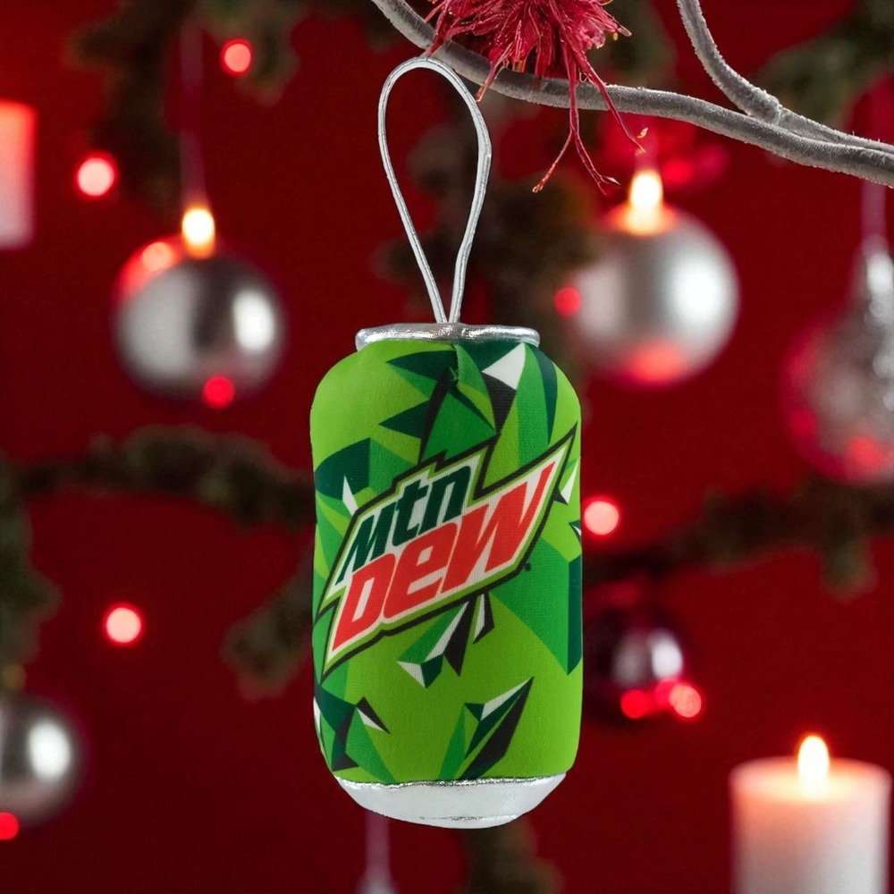 Mountain Dew Soda Can 4" Plush Novelty Christmas Tree Ornament NEW With Tags Mt.